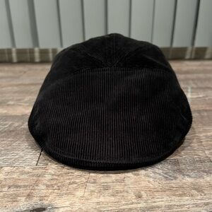 Black Corduroy Flat Cap